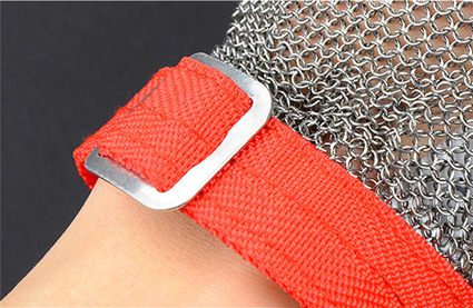 3301- Cut Resistant Ring Mesh Gloves with Silicone Rubber Strap Three Fingers Protection